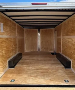 Alternative view of Homesteader 8.5 x 16 V-Nose Enclosed Car Hauler – Ramp Door