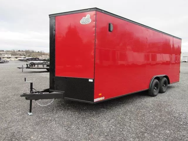 Covered Wagon 8.5 x 20 Enclosed V-Nose Car Hauler- Black Trim - Image 4