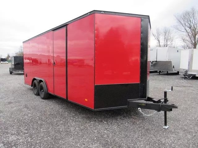 Covered Wagon 8.5 x 20 Enclosed V-Nose Car Hauler- Black Trim