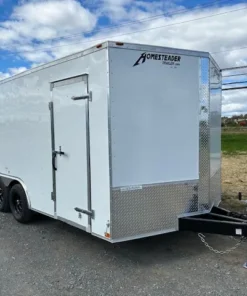 Homesteader 8.5 x 16 V-Nose Enclosed Car Hauler – Ramp Door